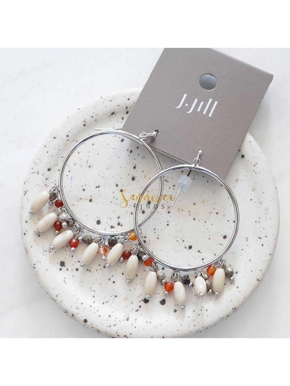 J.Jill Mixed Beads Frontal Hoops Earrings